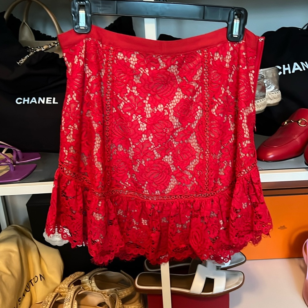 Red lace skirt